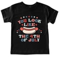 thumbnail image 1 of Gibobby Blusas Elegantes Camiseta para niños y adolescentes, Camiseta con estampado de animados de perros calientes humorísticos del Día de la Independencia de 3 a 13 （Negro， 3-4 Años), 1 of 4
