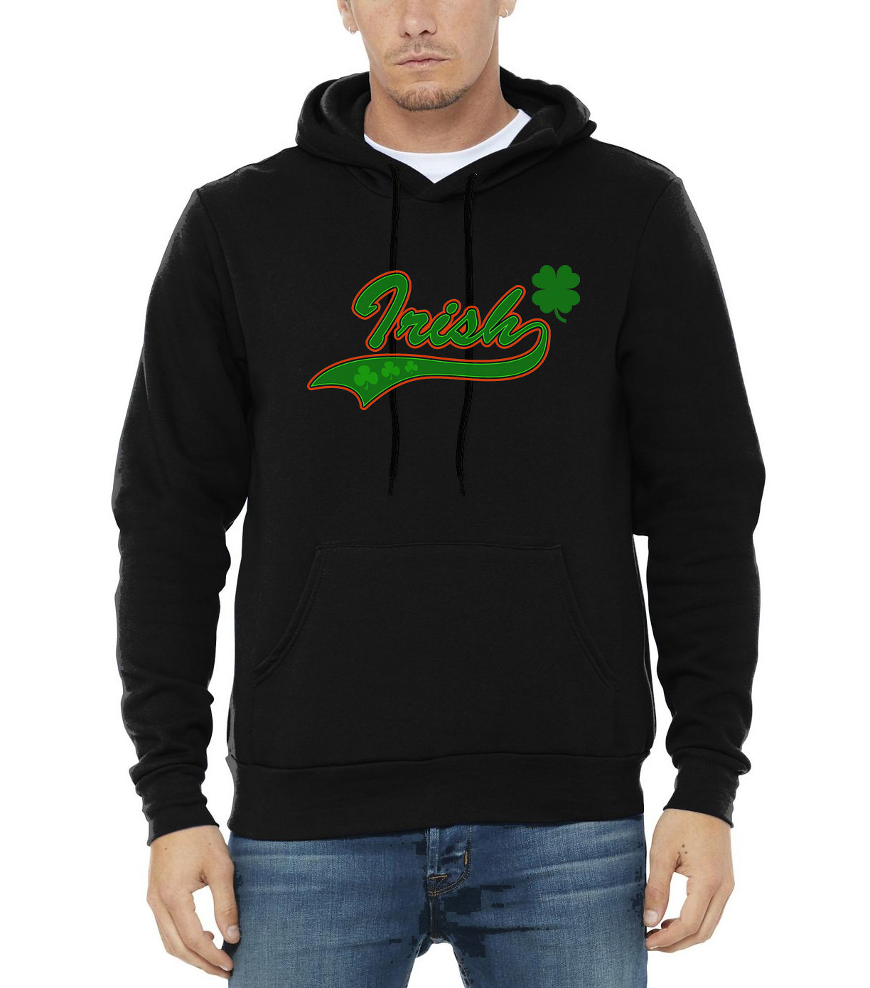 Men's Team Irish Black Pullover Hoodie 