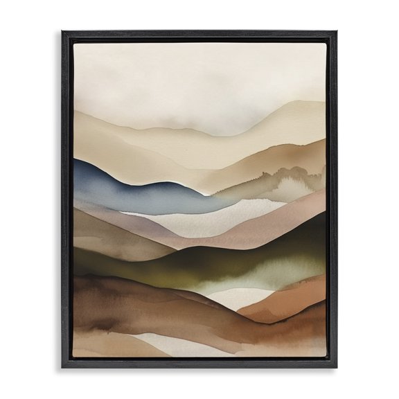 Stupell Industries Contemporary Abstract Mountain Range Black Floating Frame Canvas Art, 17 x 21, by Andrea Haase