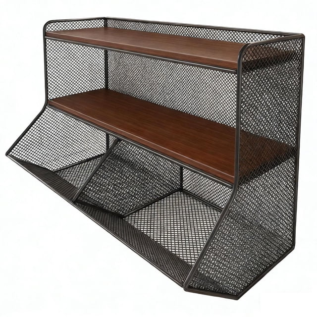 Estante de escritorio de madera de 2 niveles, estante de escritorio de metal, librería, estante de escritorio para libros. Negro L