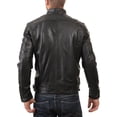 thumbnail image 3 of Men's Genuine Lambskin Leather Jacket Biker Soft Stylish Black Motorcycle Jacket A954, 3 of 4