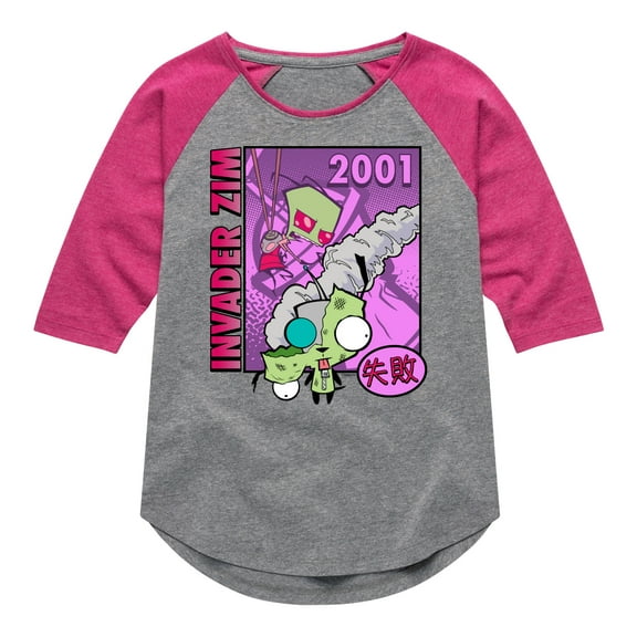 Invader ZIM - ZIM with Kanji Failure - 2001 - Toddler And Youth Girls Raglan Graphic T-Shirt
