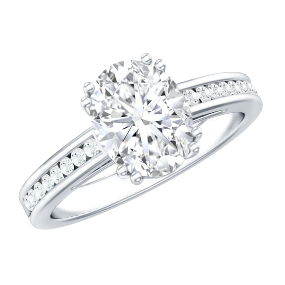 Rosec Jewels Lab Diamond Engagement Ring for Women (2 Ct, 7X9 mm Oval, EF-VS Quality), 925 Sterling Silver, US 4.00