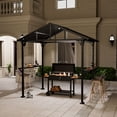 thumbnail image 4 of ALAULM 8'x 5' Hardtop Grill Gazebo, Outdoor BBQ Metal Roof Canopy with 2 Metal Side Shelves & 5 Tool Hooks for Patio, Garden, Backyard, Poolside (Black), 4 of 10