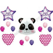 PANDA Happy Birthday Balloons Decoration Supplies Party Children Girl Zoo pink