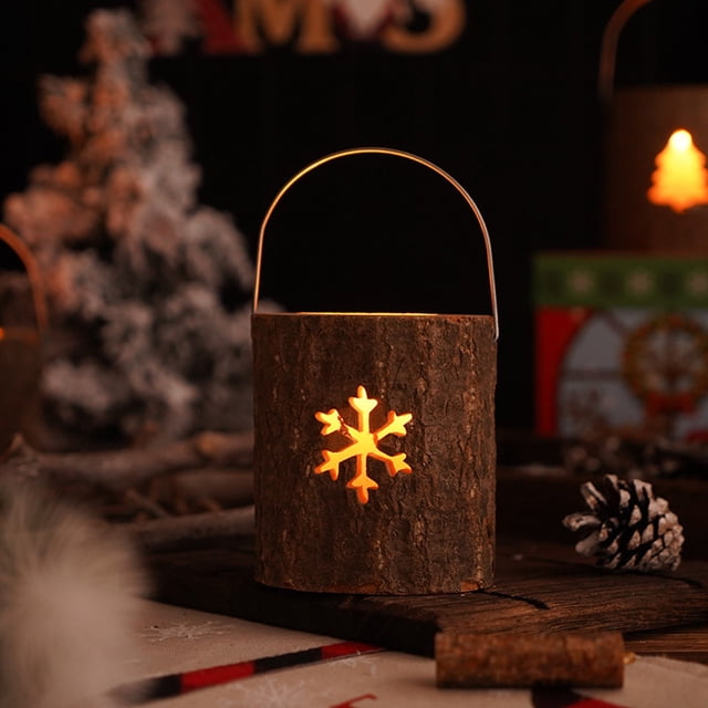 Christmas Wooden Candlestick Aromatic Candle Cup Holiday Gift Candlelight Dinner Decoration Christmas Decoration