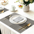 thumbnail image 7 of Furkithn Placemats Set of 4, PVC Waterproof Washable Table Mats 12 x 18 Inch, Heat Resistant Woven Placemats for Dining Room Kitchen Table, Gray, 7 of 7