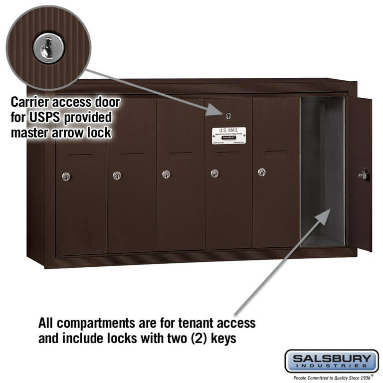 3500 Series Bronze Surface-Mounted Private Vertical Mailbox with 6 Doors 3500 Series Bronze Surface-Mounted Private Vertical Mailbox with 6 Doors