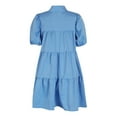 thumbnail image 4 of ZVNAΖH Womens Summer Dresses Short Sleeve Button Down Casual Swing Mini Dress Collared Tshirts Dress Ruffle Hem Pleated Dress, 4 of 8