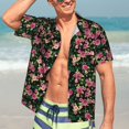 thumbnail image 3 of Fotbe Rose Flowers Hawaiian Shirt for Men Unisex Summer Beach Casual Short Sleeve Cotton Linen Button Down Shirts-XX-Large, 3 of 5