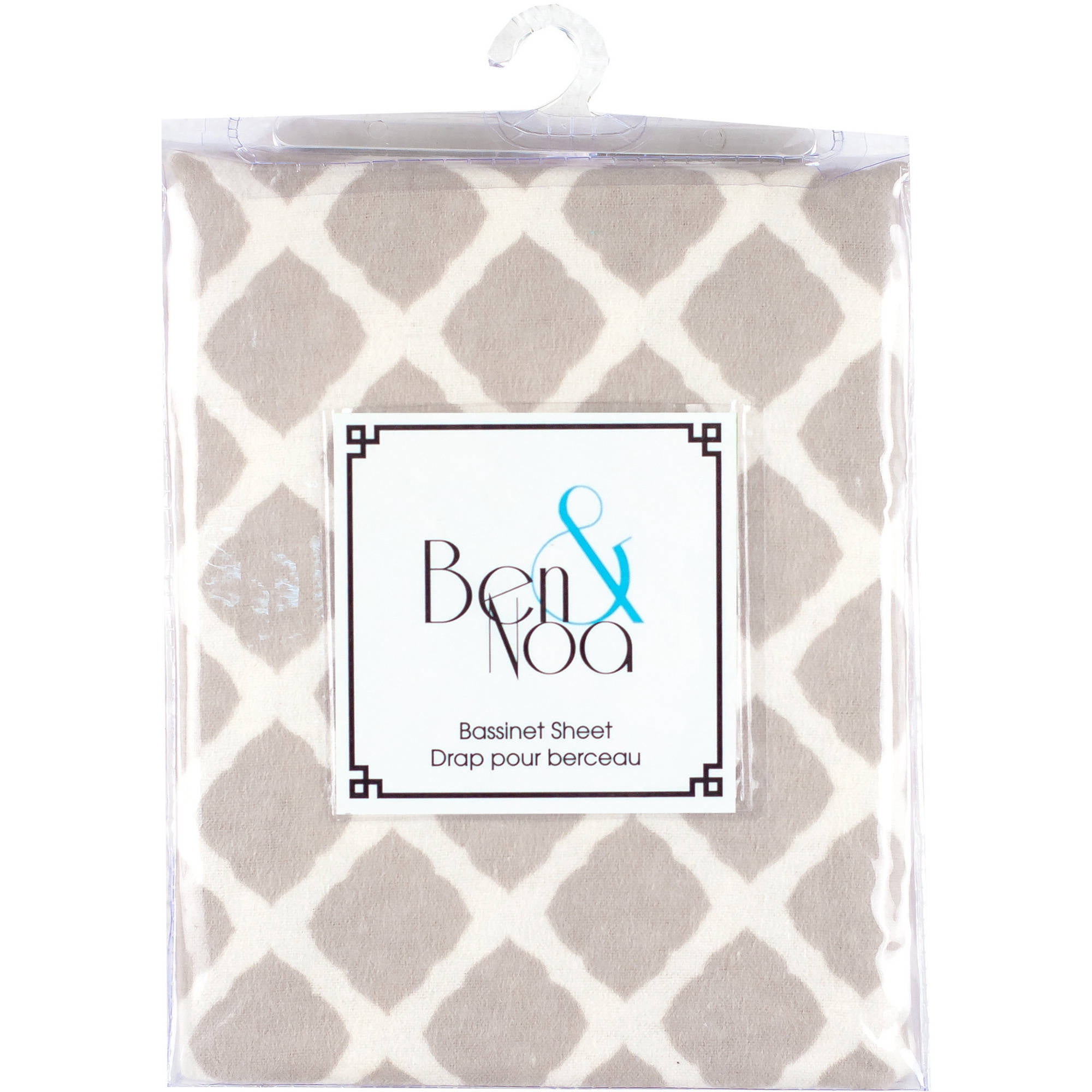 Kushies, Ben and Noa Fitted Bassinet Flannel Sheet, Grey Lattice