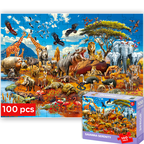 Quokka 100-Piece Jigsaw Puzzle – Bright & Colorful Africa Animals Theme for Kids