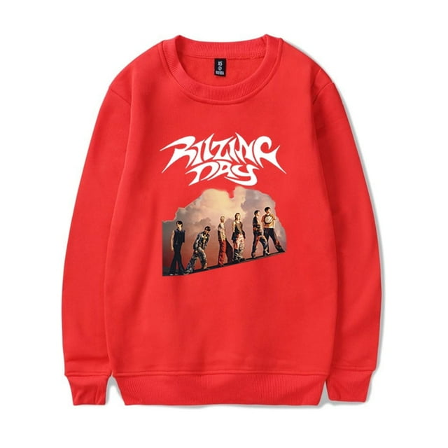 RIIZE Kpop Sweatshirt Fan-Con Riizing Day 2024 Crewneck Fashion Clothes Unique Pullover,M,Red