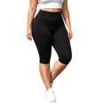 thumbnail image 3 of HomeDM Plus Size Capri Leggings for Women High Waist Workout Yoga Pants Black Lounge Tummy Control Running Size 2XL, 3 of 7