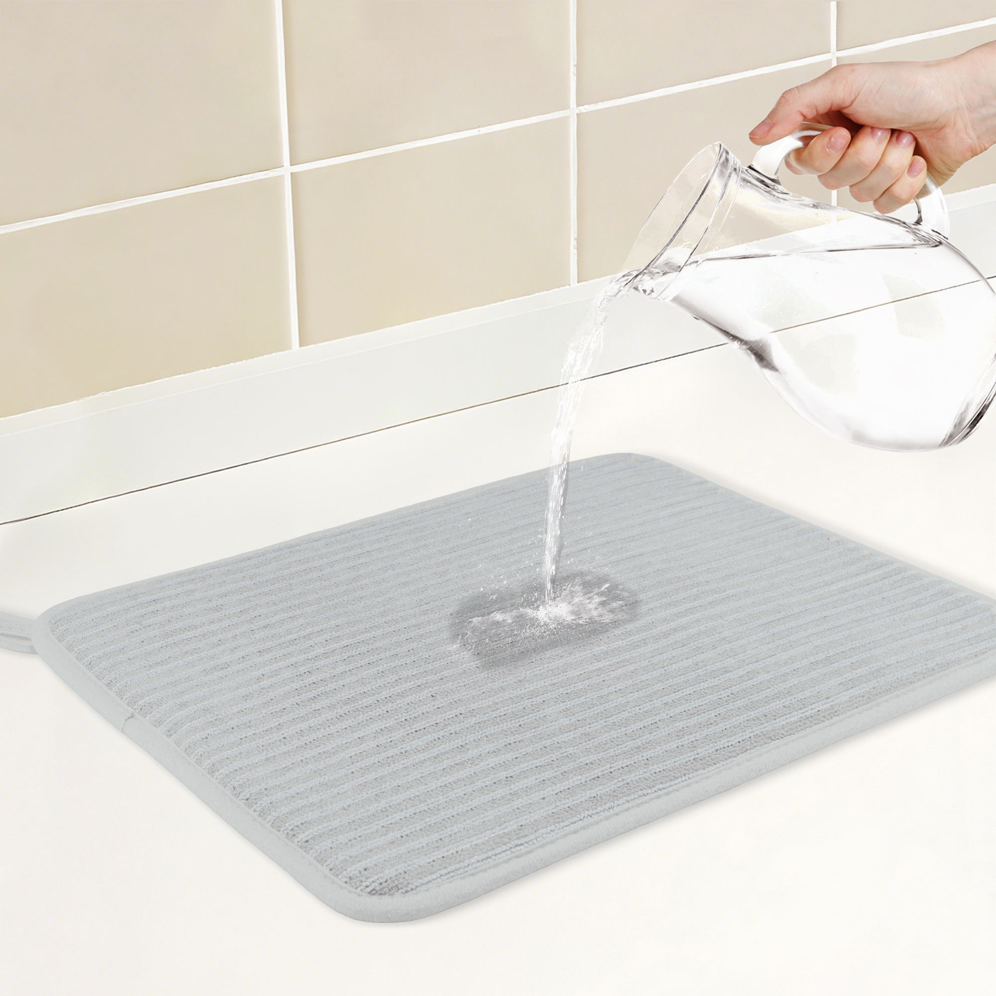 Unique Bargains Absorbent Microfiber Kitchen Drying Mat Gray 15.7*11.8 inch