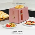 thumbnail image 4 of Thyme & Table 2-Slice Toaster, Extra-Wide Slots with Removable Crumb Tray, Faded Rose, 4 of 12