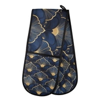 Yayeee Double Oven Mitt Kitchen Heat Resistant Baking 35" x7" Quilted Glove, Elegance Art Pattern