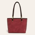 thumbnail image 3 of Retro Style Women Handbag Veganic PU Leather Material Office Lady Work Tote For Commuter High Capacity Shoulder Bag Fits Up to Laptop 12", 3 of 7
