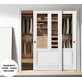 thumbnail image 3 of Sliding Closet Bypass Doors | Lucia 1533 White Silk with Clear Glass | Sturdy Rails Moldings Trims Hardware Set | Wood Solid Bedroom Wardrobe Doors -72" x 80" (2* 36x80)-Clear Glass, 3 of 6