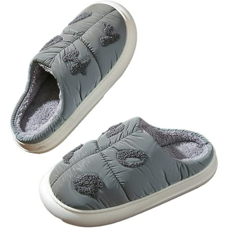

PIKADINGNIS Cozy Chic Leaf Printed Soft Down Slippers for Women Men Trendy Fluffy Fur Indoor Shoes Winter Spring
