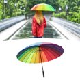 thumbnail image 3 of <p>Long Handled Umbrella, Straight Umbrella Reinforced Stylish Large 24 Ribs Windproof  For Gift</p>, 3 of 7