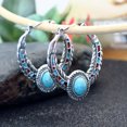 thumbnail image 6 of Boho Vintage Turquoise Hoop Earrings for Women Classic Pave Round Circle Dangle Earrings Wedding Jewelry Birthday Gift, 6 of 8