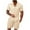 Khaki, variant on Cxenplz Men's Cotton Linen Sets Short Sleeve Pleats Suits Casual Lightweight 2 Piece Button Down Shirt and Shorts Beach Outfits