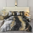 thumbnail image 3 of 6 PCS Bed in a Bag Black Watercolor Marble Printed Comforter Set for Queen Bed Burning Mountain Pattern Bedding Set with Sheets Retro Artwork Design Quilt Sets(Black, Queen), 3 of 7