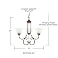 thumbnail image 3 of Capital Lighting 3223MN-220 Hometown 3 Light Vintage Chandelier,, 3 of 4