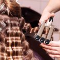 thumbnail image 3 of Varita rizadora de 3 barriles, rizador de cabello de doble voltaje, barriles triples de turmalina de cerámica, rizador de cabello portátil ajustable con temperatura que se calienta rápidamente, 3 of 8