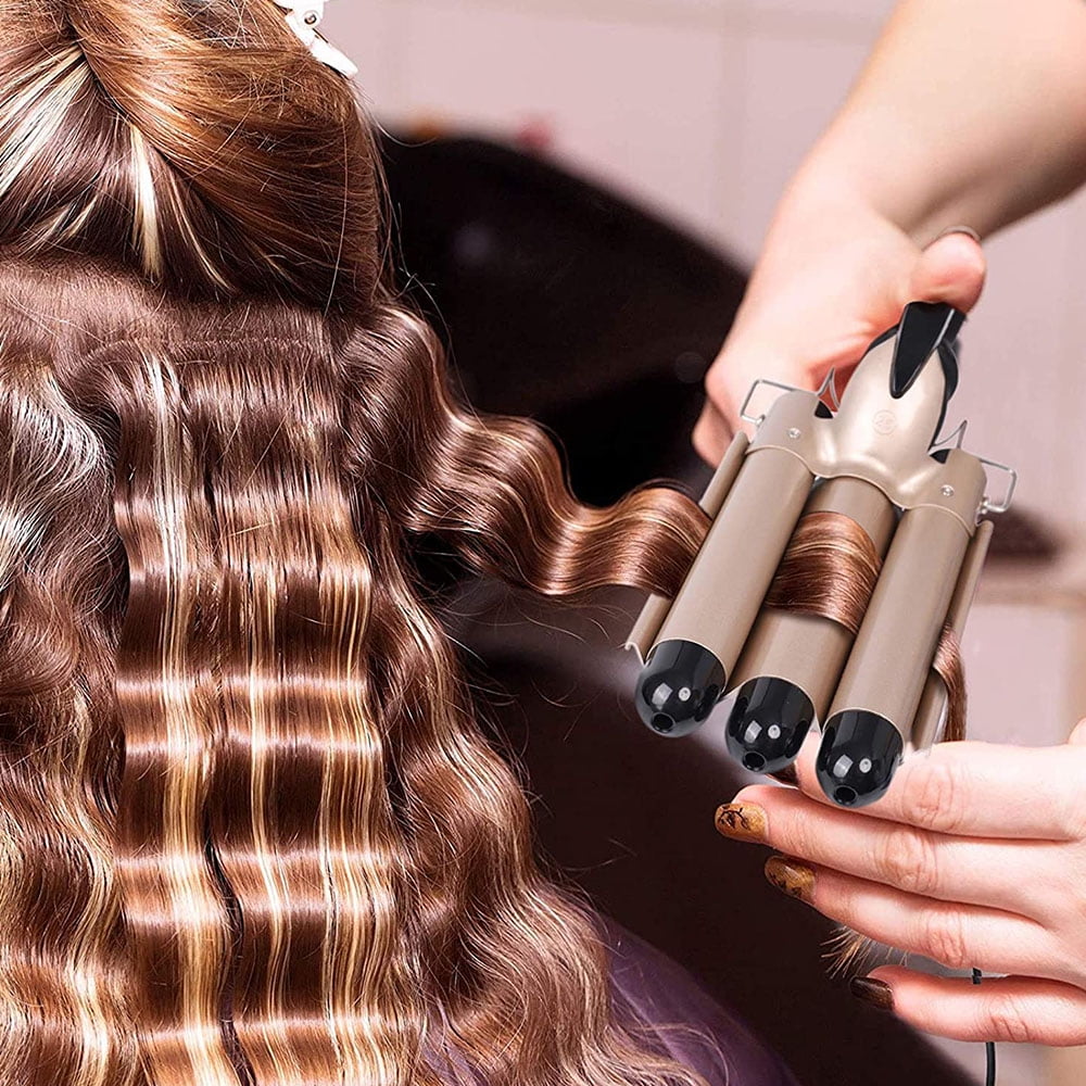 3 Barrel Curling Iron Wand Dual Voltage Hair Crimper Ceramic Tourmaline Triple Barrels Temperature Adjustable Portable Hair Waver Heats Up Quickly Walmart