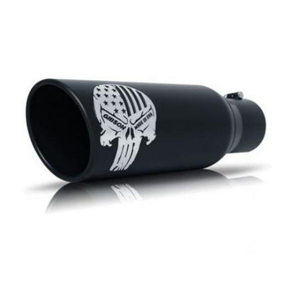 Patriot Skull Rolled Edge Angle Exhaust Tip, Black Ceramic