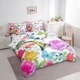 thumbnail image 3 of Feelyou Hummingbird Flower Women Bedding Comforter Set 7pcs, Chinese Queen Bedding Sets, 3 of 8