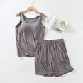 thumbnail image 2 of WRKEKC Women's Modal Pajamas Set with Chest Pad Sleeveless Tank Top Short Pant Solid Color Loose Two-Piece Homewear Sleepwear for Women, 2 of 5
