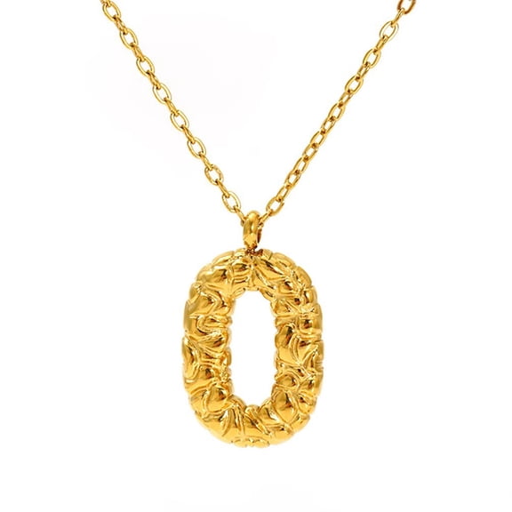 PAURO Initial Necklaces for Women Bubble Pendant Charm Gold Plated Letter K Stainless Steel Name Alphabet F Dainty Chain Personalized Statement Simple Elegant Jewelry Gold Letter O