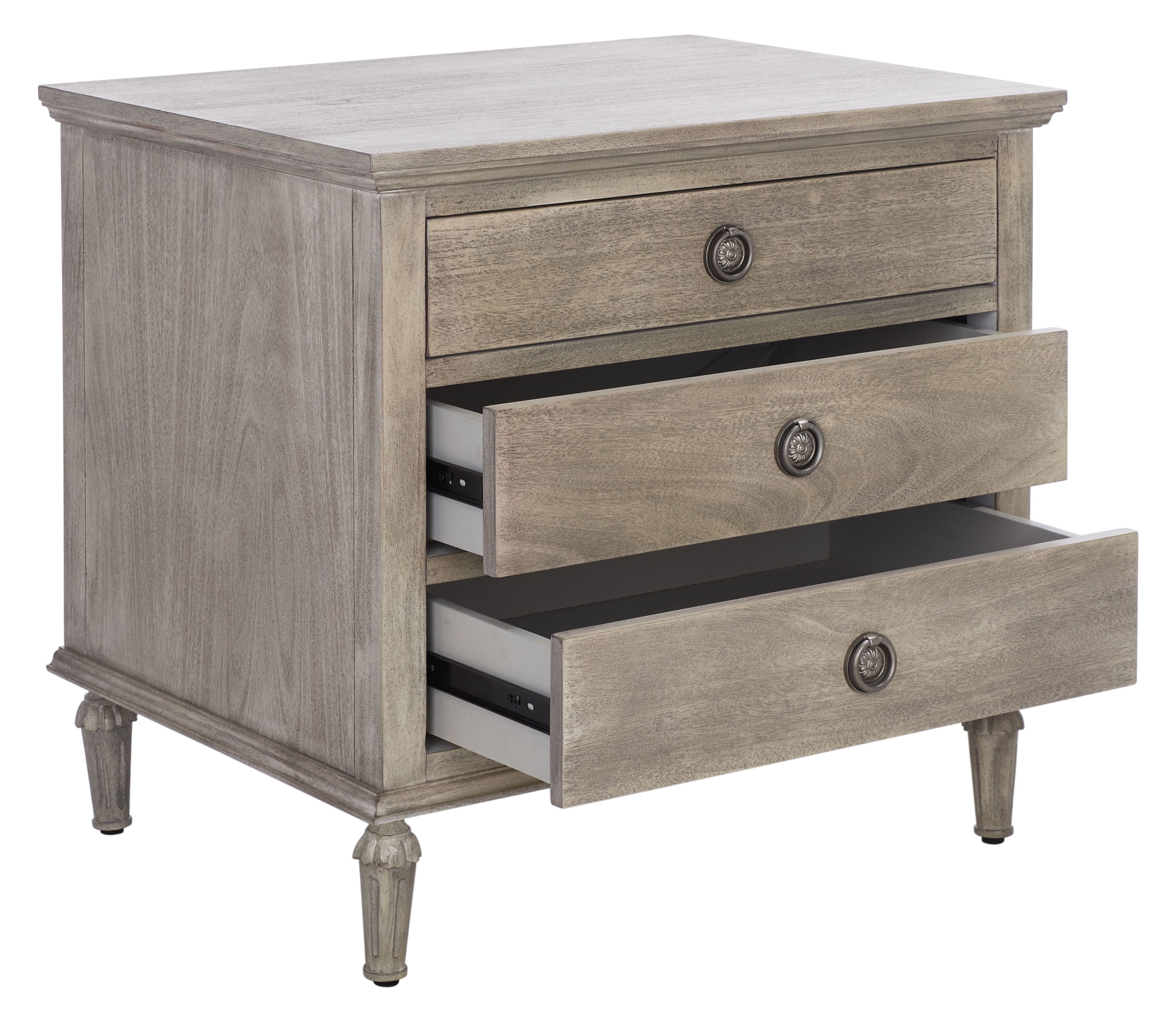 SAFAVIEH Couture Lisabet Contemporary Nightstand with 3 Drawers, Light Grey