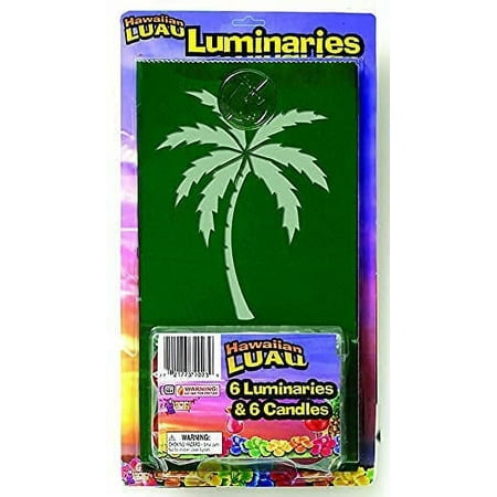 PMU Hawaiian Luau Party Lantern Luminaries Palm Tree Party Decoration and Accessory (6/Pkg) Pkg/3