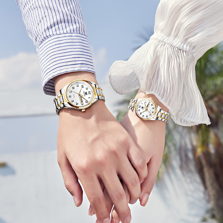 OLEVS His and Her Matching Watch Set Arabic numerals Easy  display picture 2