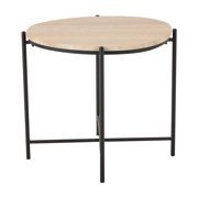 DecMode 19 x 20 Beige Marble Accent Table with Black Metal Support, 1-Piece