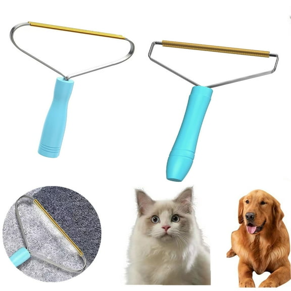 2-pcs-Pet Hair Remover for Carpet, Furniture, Clothes - Multi-Fabric Edge Dog & Cat Hair Remover Tool, Carpet Scraper for Couch, Rugs, Pet Towers - Removes Every Strand,Light Blue