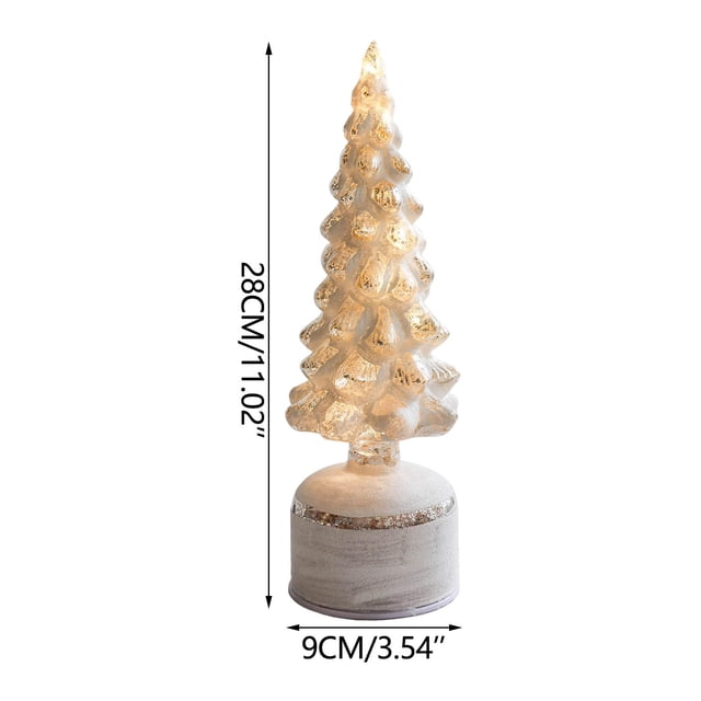 Christmas Tree Decorations,Rotating Light Up Glass Christmas Tree Ornament Spinning Crystal Table Decor