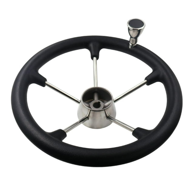 Volante de barco Zulema Volante inoxidable 5 pomos de empuñadura de espuma negra 13,98 pulgadas