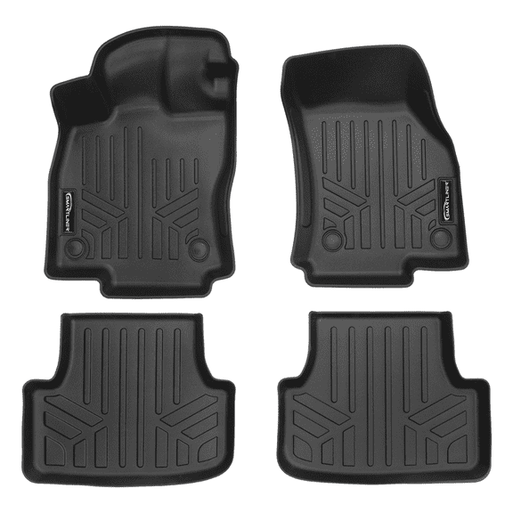 SMARTLINER All Weather Custom Fit Black 2 Row Floor Liner Set Compatible With 2024-2025 Hyundai Santa Fe