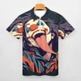 thumbnail image 3 of Psychedelic Clown Joker Men Zipper T-shirt Summer Casual Short Sleeve T-shirt Top, 3 of 7