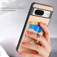 thumbnail image 6 of Carbon Fiber Patterned Case for Google Pixel 8, Wallet case with [360°Rotation Ring Kickstand] Credit Card Holder,PU Leather Shockproof Cover Women Men for Google Pixel 8, Khaki, 6 of 8