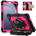thumbnail image 2 of Funda Resistente a Golpes para Samsung Galaxy Tab A9+, Silicona Anti-caída + Funda Protectora de Capa de PC con Asa Giratoria de 360°, Soporte, Correa para el Hombro, Rosa Rosado, para Galaxy Tab A9+, 2 of 8