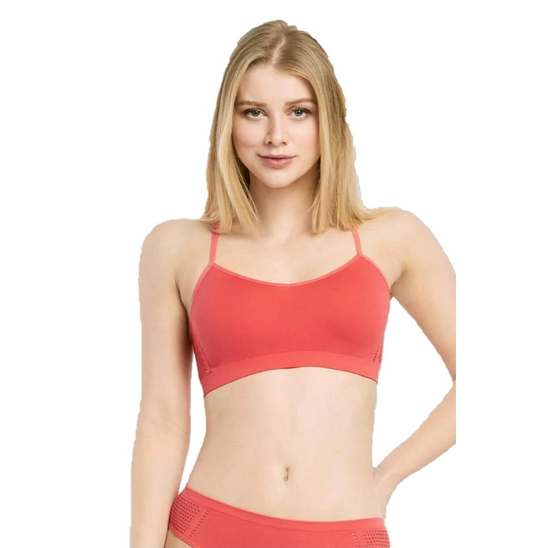 Women's Seamless Racerback Bralette Mesh at Sides, One Size, 6-Pack  (Black/Deep Blue/Olive/Taupe/Peach/Rose Red)