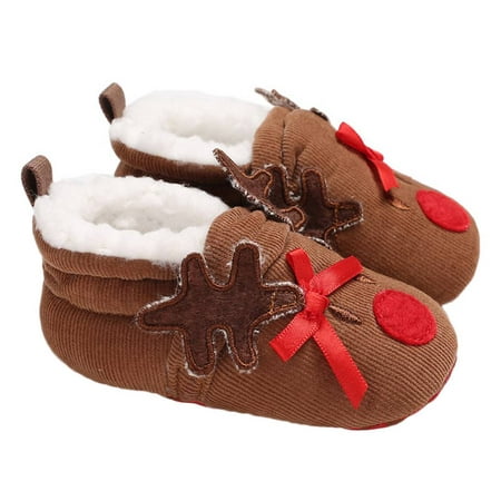 

Freestyle Nok Winter Infant Baby Christmas Santa Booties Shoes Holiday Warming Slipper Moose Deer Shoes
