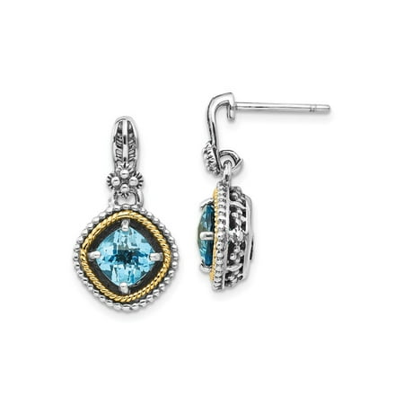 14k Multi Tone Gold Swiss Blue Topaz Earrings 20x12 Mm 14k Multi Tone Gold Swiss Blue Topaz Earrings 20x12 Mm