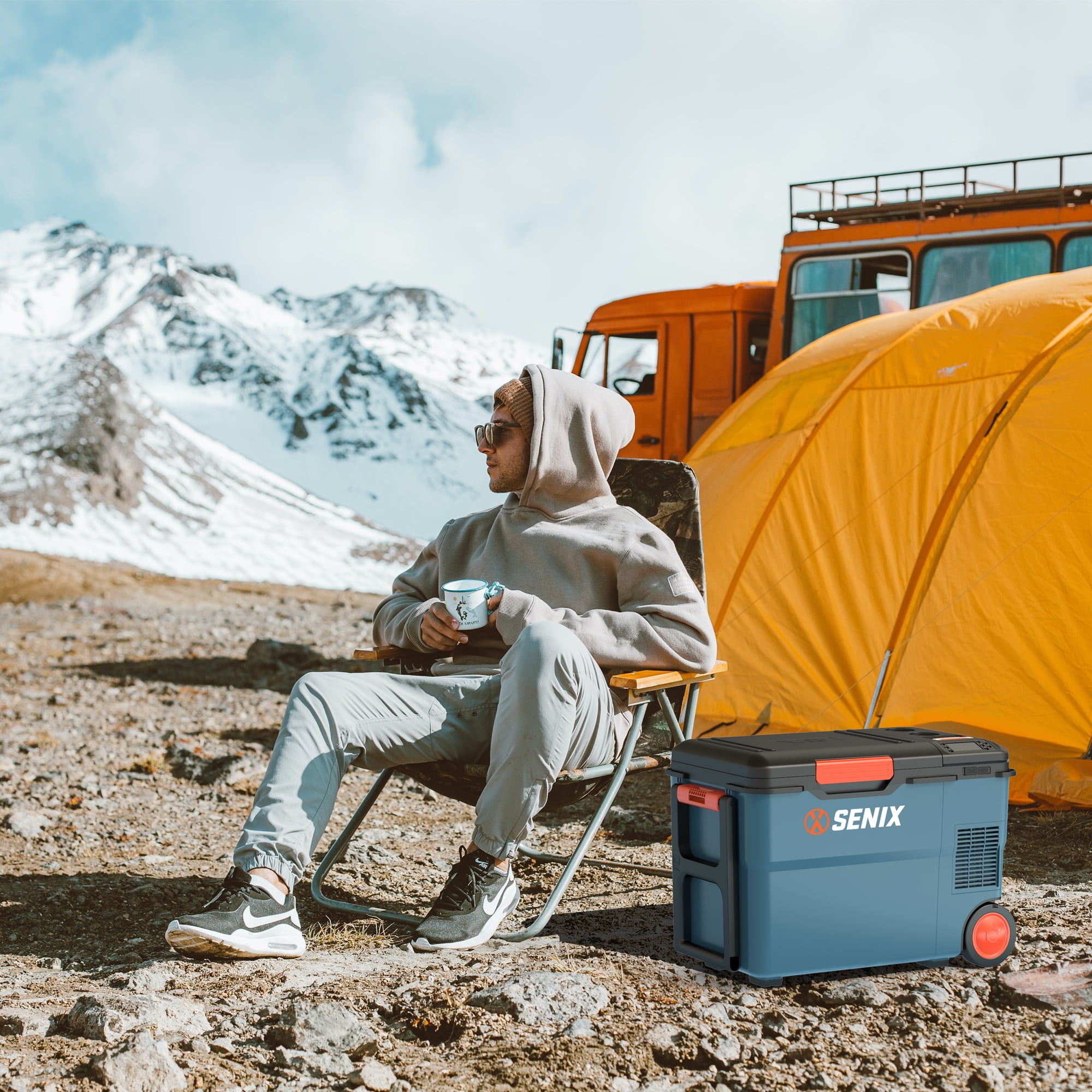 SENIX 26.4 Quart Portable Cooler/Warmer with Dual Mode Temperature Control, USB Ports, and Hybrid Power Options, Mini Fridge for Camping, Tailgating - Batteries not Included (PFX2-M2-0)